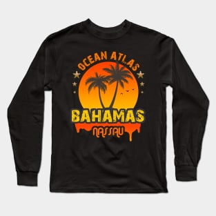 Ocean Atlas Beach in Nassau Bahamas Long Sleeve T-Shirt